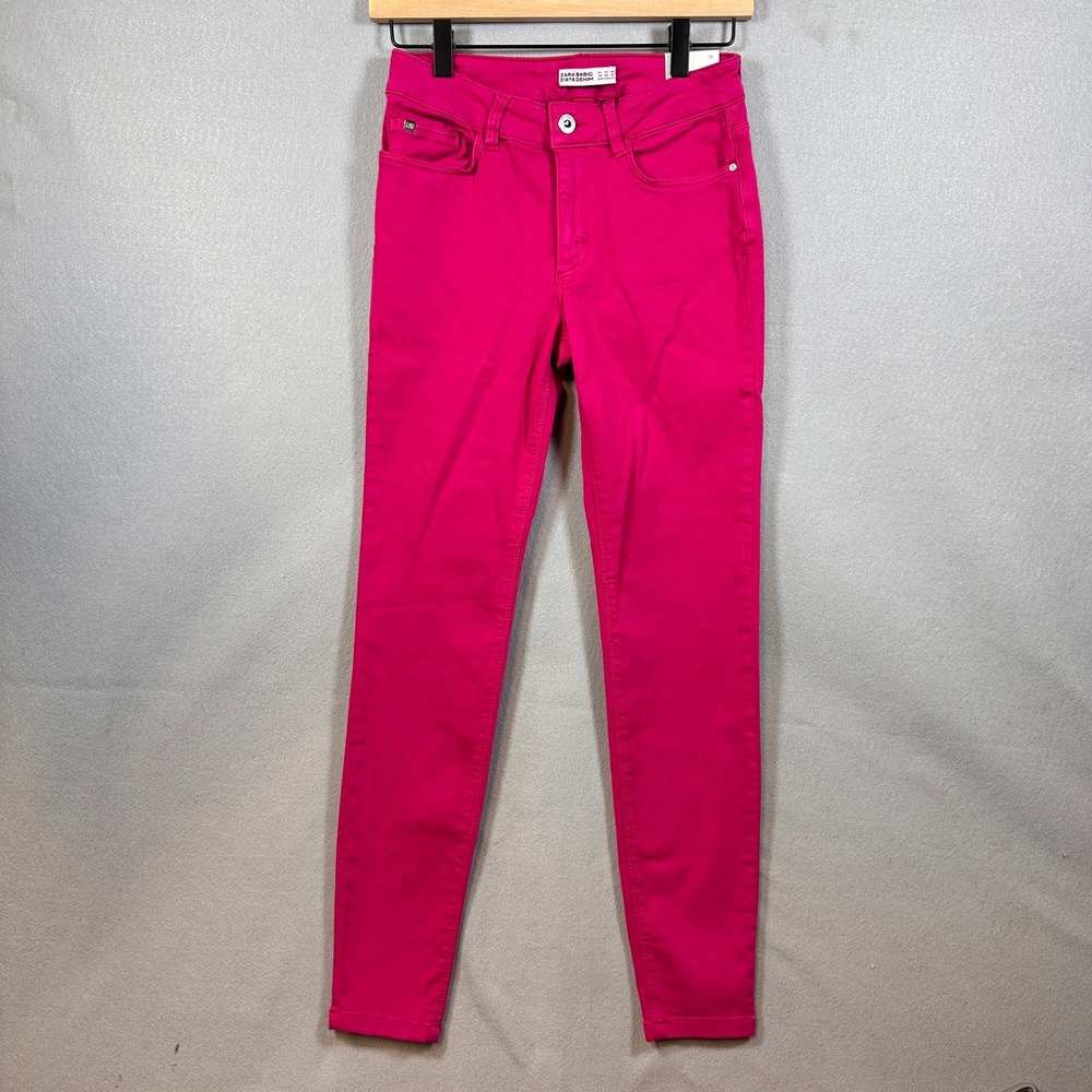Zara Denim Magenta Jeans Hot Pink Super Stretch Skinny Barbiecore Size 4